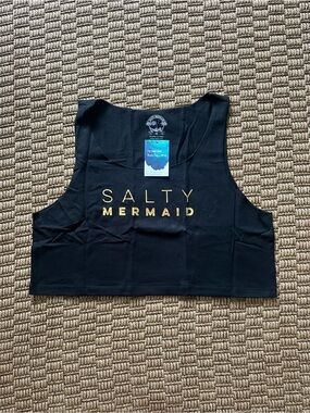 Salty Mermaid Black Crop Tank Top
